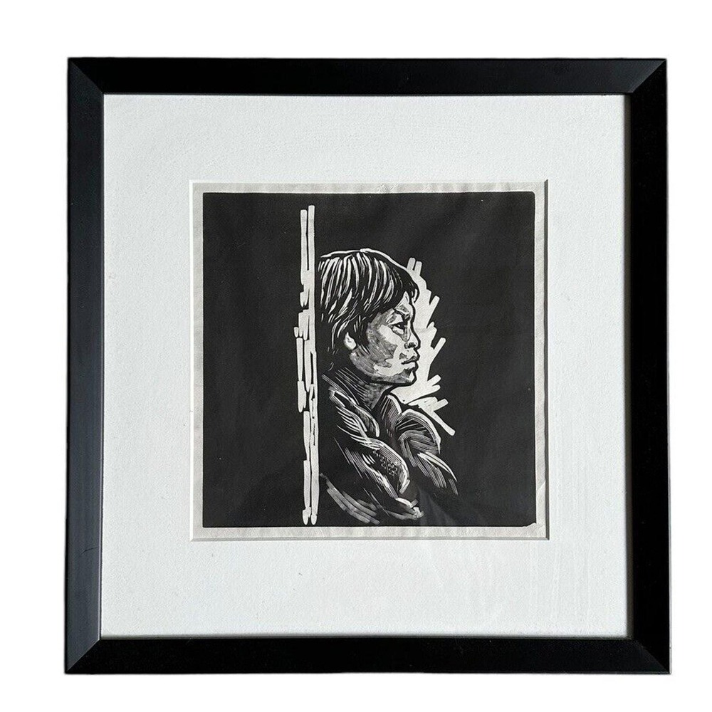 Hastings Wymann Profile Of A Man Woodcut Museum Framed Limited Edition Print